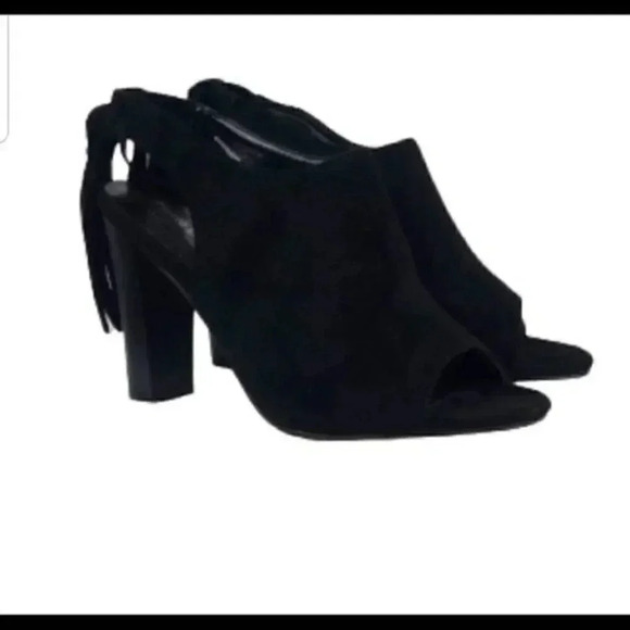 Pierre Dumas Black Faux Suede Slingback Heeled Mules NWOT size 7 - Picture 2 of 7